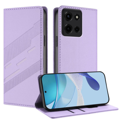 Moto G 2025 Embossed Multi-functional Wallet Retro Leather Phone Case - Light Purple